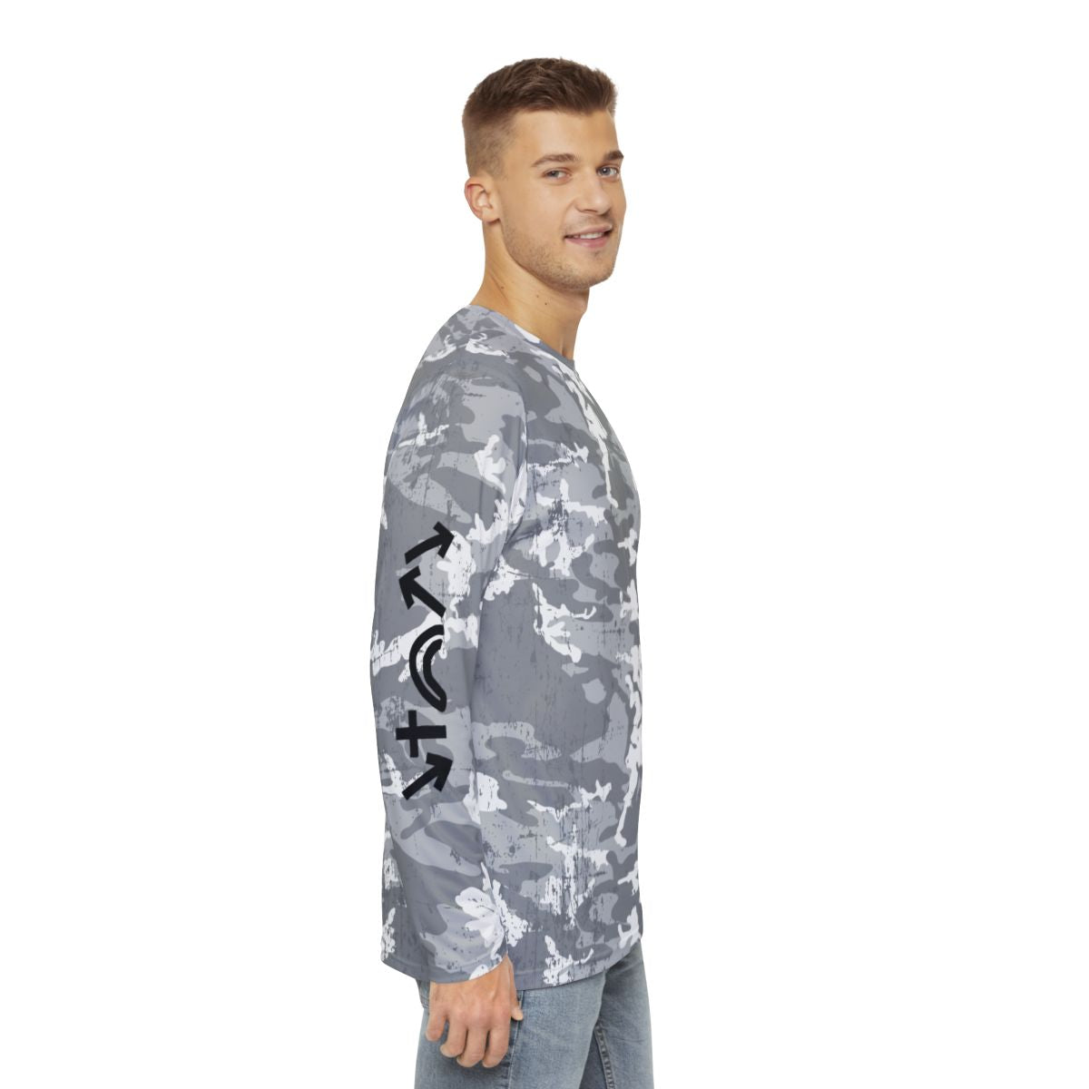 5 Gospel Symbols Gray Camo Long Sleeve Shirt