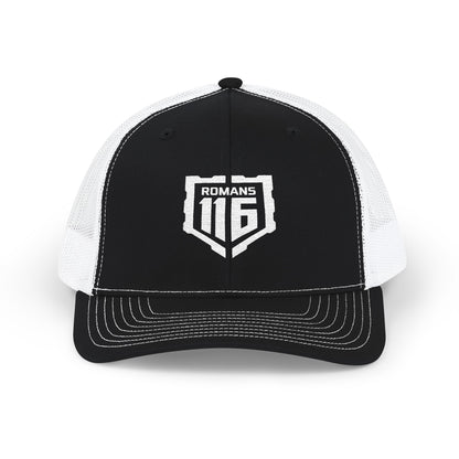 Romans 1:16 Unashamed Shield Hat (White Logo)