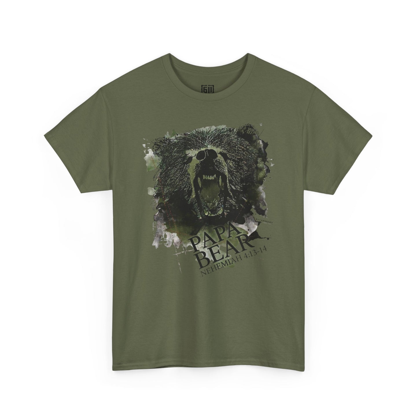 Papa Bear Shirt - Grizzly Edition - Nehemiah 4:13-14 - 3x, 4x, 5x Sizes