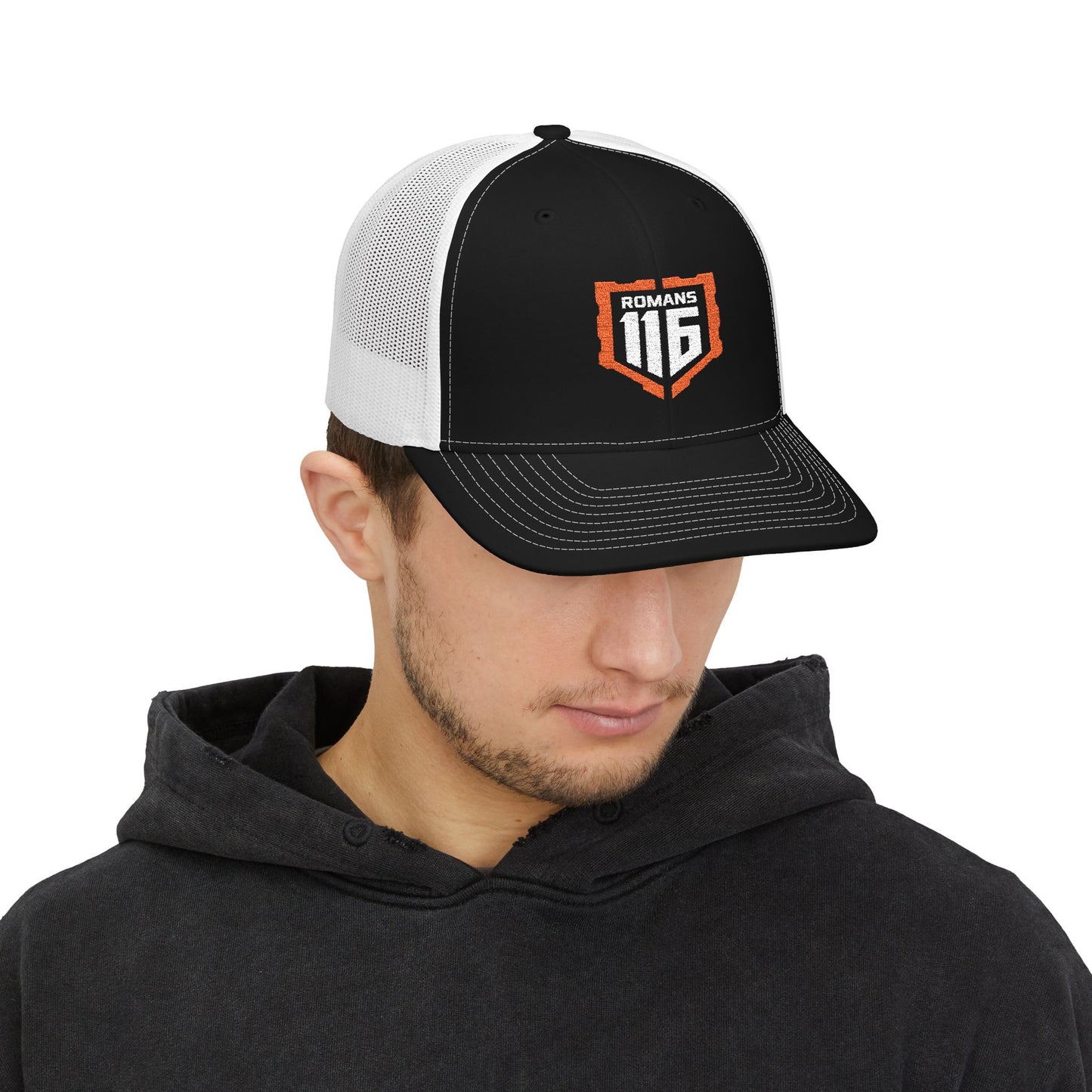 Romans 1:16 Unashamed Shield Trucker Hat