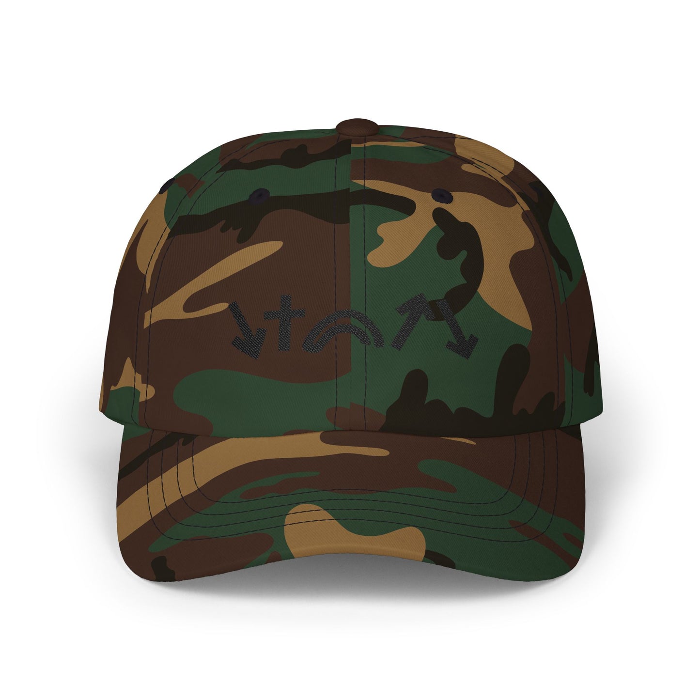 Camouflage baseball cap on a white background