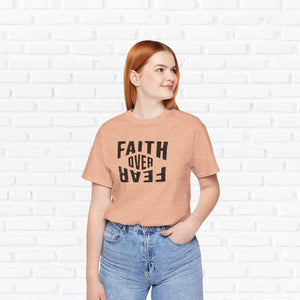 Faith Over Fear Women's Christian shirt — Light Edition in heather peach
