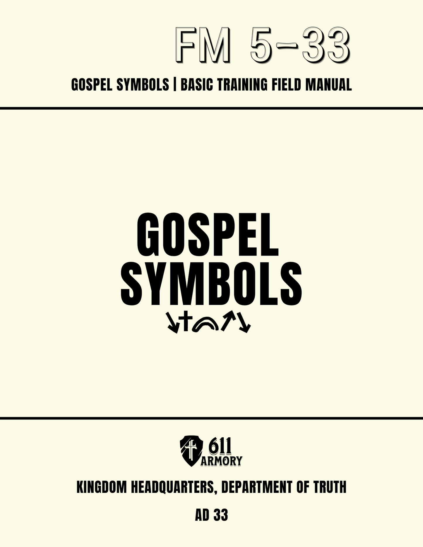 Cover of the 'Gospel Symbols | Basic Training Field Manual' featuring the title and author information.