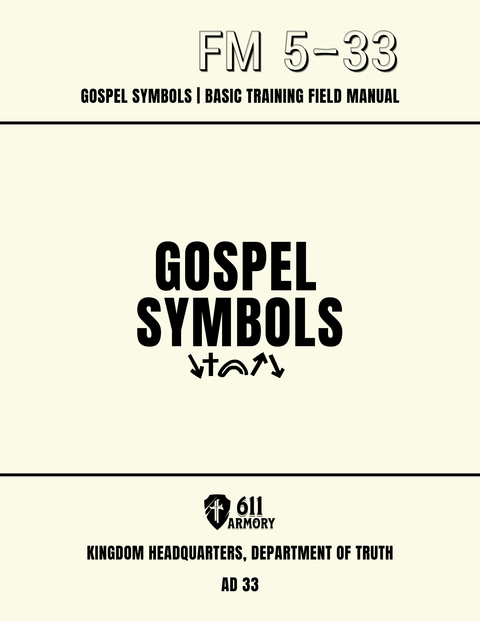 Cover of the 'Gospel Symbols | Basic Training Field Manual' featuring the title and author information.